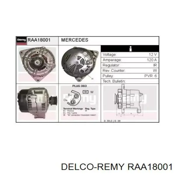 RAA18001 Delco Remy gerador