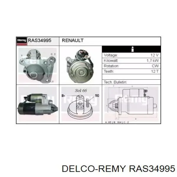 Стартер DRS3884 Renault (RVI)