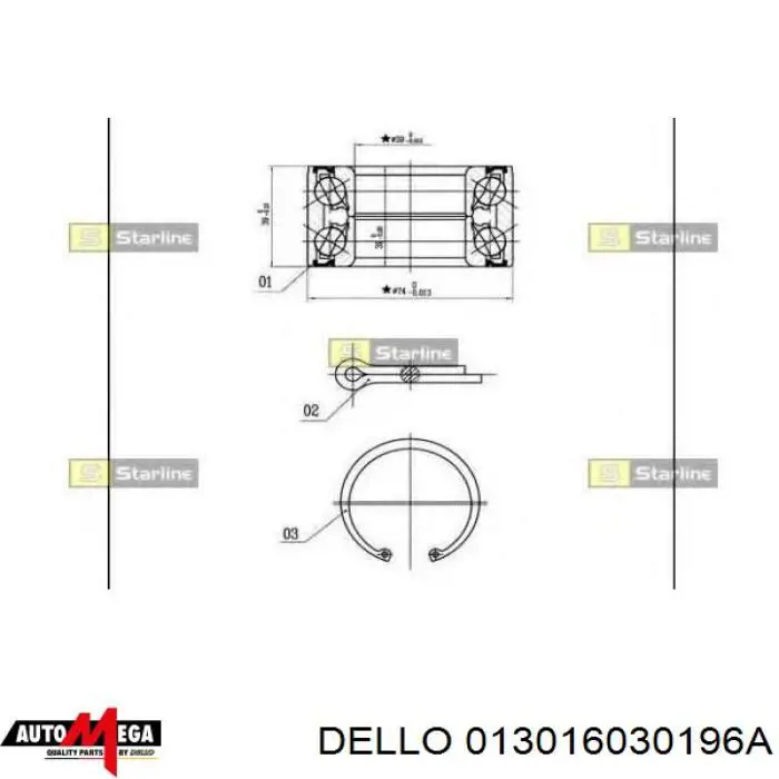 013016030196A Dello/Automega подшипник ступицы передней