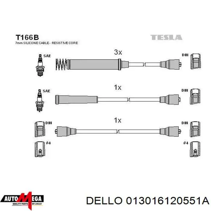 Высоковольтные провода 013016120551A Dello/Automega