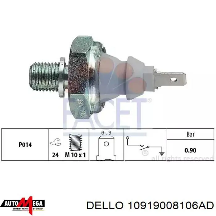 10919008106AD Dello/Automega Датчик указателя давления масла