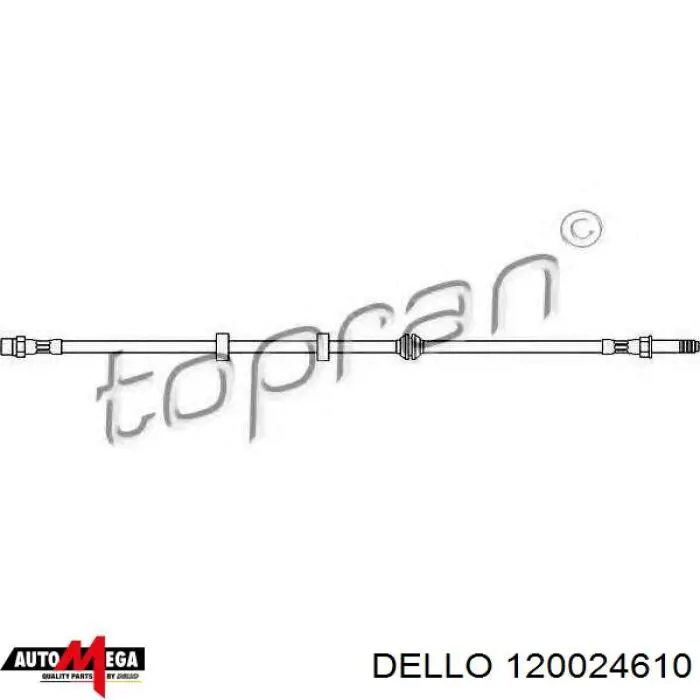 Шланг тормозной передний 120024610 Dello/Automega