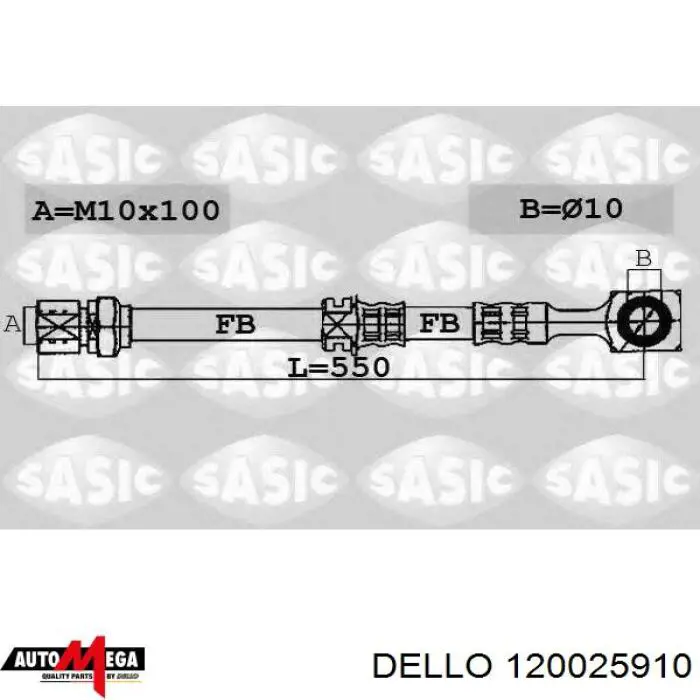 120025910 Dello/Automega шланг тормозной передний