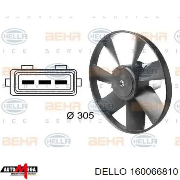 Электровентилятор охлаждения 160066810 Dello/Automega