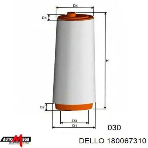 Фильтр воздушный Dello/Automega 180067310