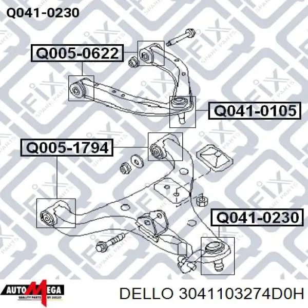 3041103274D0H Dello/Automega Разрезная втулка стабилизатора