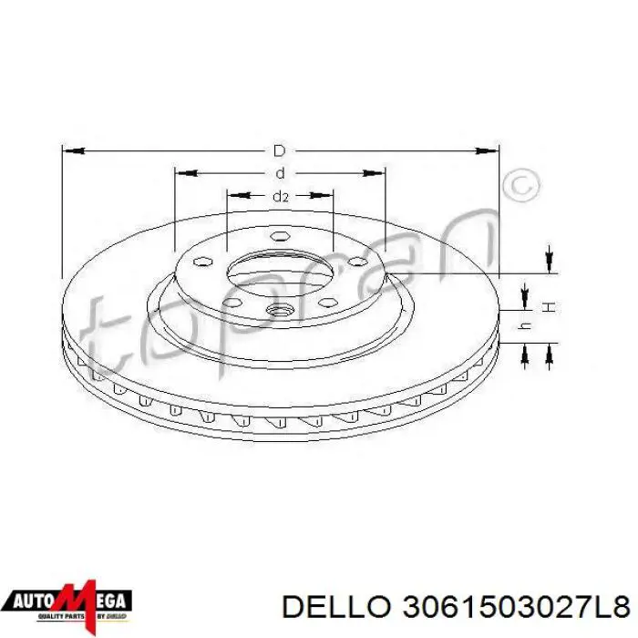 3061503027L8 Dello/Automega диск тормозной передний