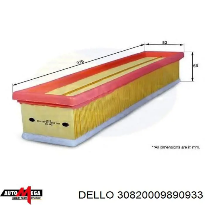 Элемент воздушного фильтра Dello/Automega 30820009890933 цена, от 5.55 USD