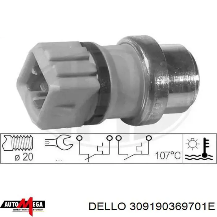 Купить 309190369701E Dello/Automega Термодатчик охлаждающей жидкости