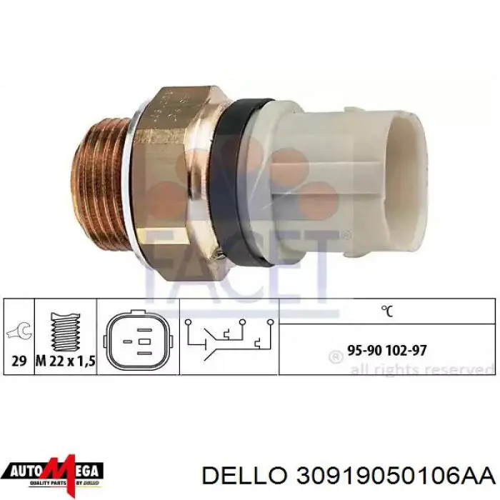 Купить 30919050106AA Dello/Automega Термодатчик охлаждающей жидкости