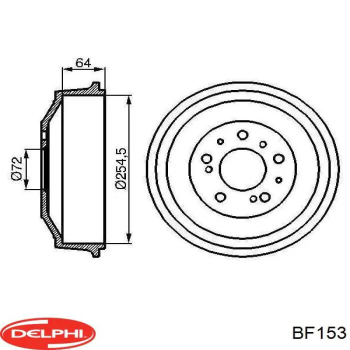 Барабан гальмівний задній BF153 Delphi