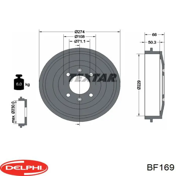 Барабан гальмівний задній BF169 Delphi