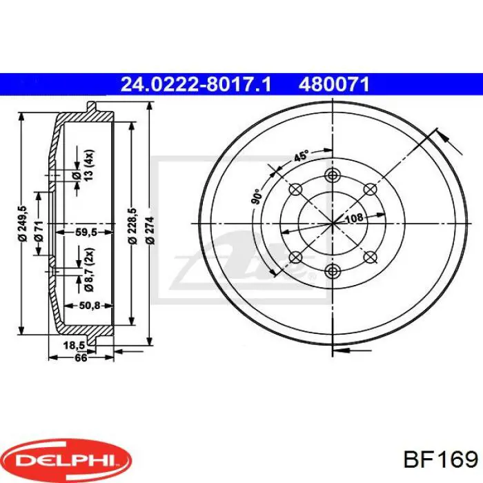 Барабан тормозной задний Delphi BF169 цена, от 33.05 USD