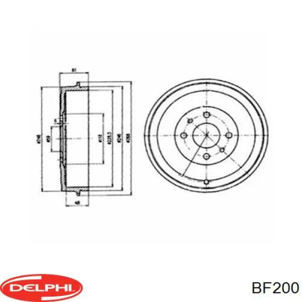 Freno de tambor trasero BF200 Delphi