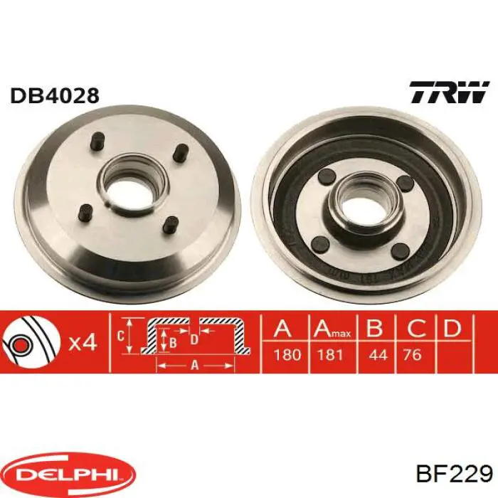 Барабан тормозной задний Delphi BF229 цена, от 24.45 USD