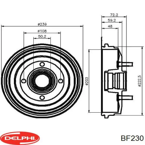 Барабан тормозной задний Delphi BF230 цена, от 37.47 USD
