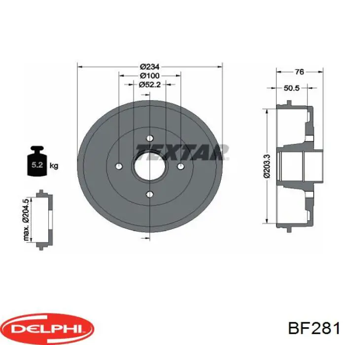 Барабан тормозной задний Delphi BF281 цена, от 32.91 USD