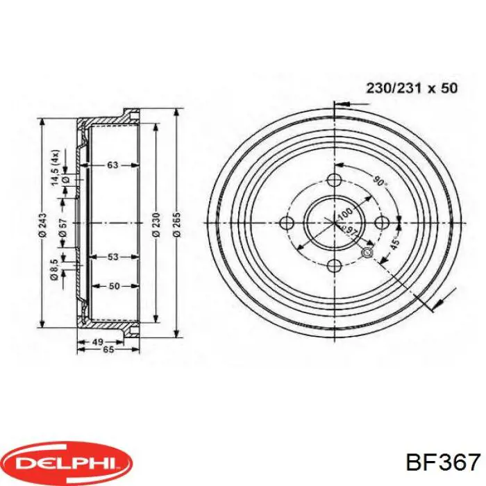 Тормозной барабан BF367 Delphi