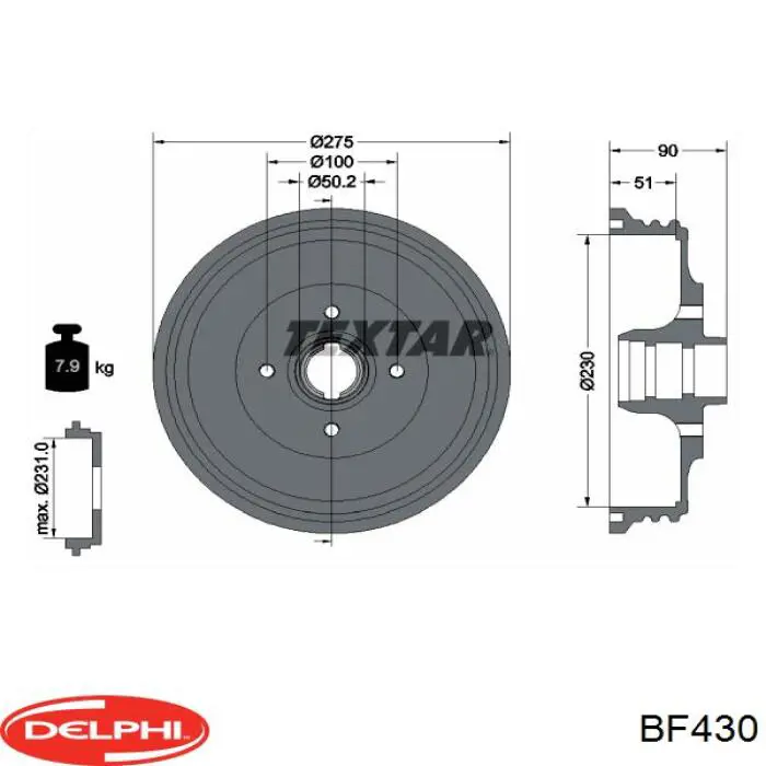 Барабан тормозной задний Delphi BF430 цена, от 63.91 USD