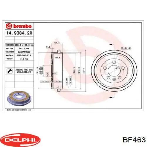 Барабан тормозной задний Delphi BF463 цена, от 28.15 USD