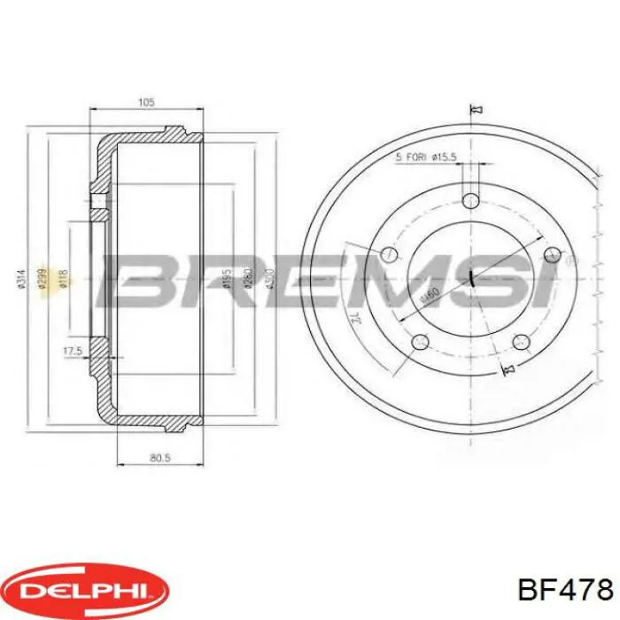 Тормозной барабан BF478 Delphi