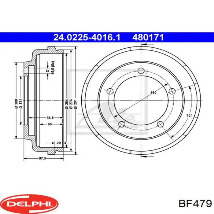BF479 Delphi барабан тормозной задний