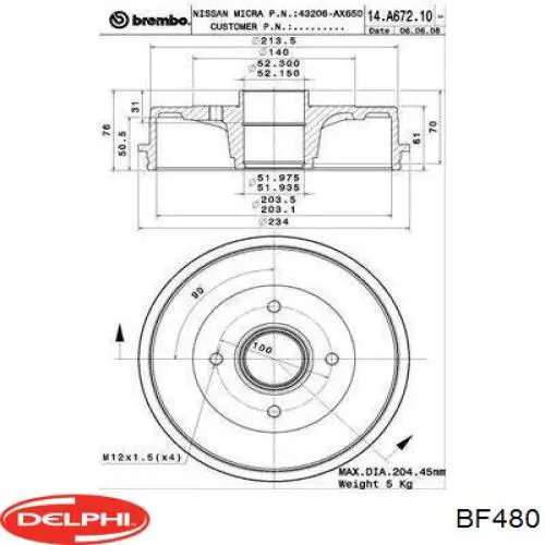 Купить BF480 Delphi Тормозной барабан
