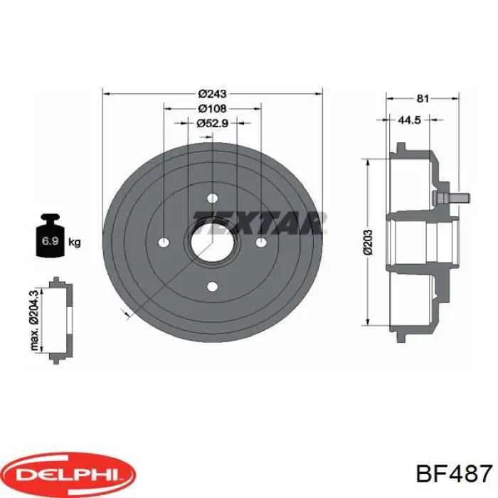 Барабан тормозной задний Delphi BF487 цена, от 56.15 USD