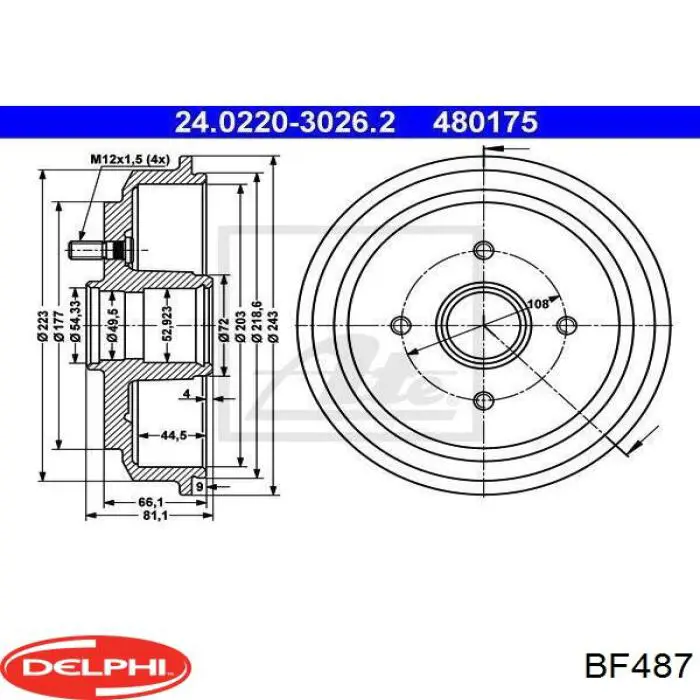 Купить BF487 Delphi Тормозной барабан