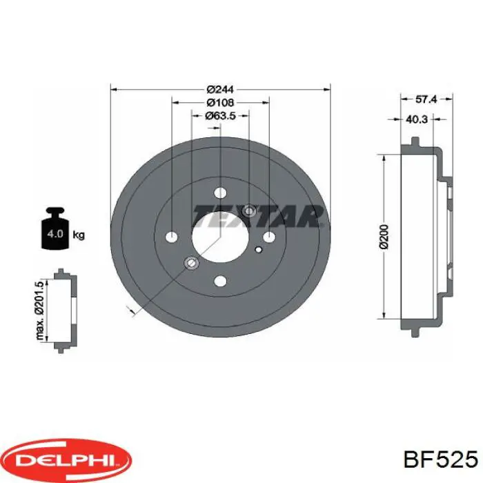 BF525 Delphi tambor do freio traseiro