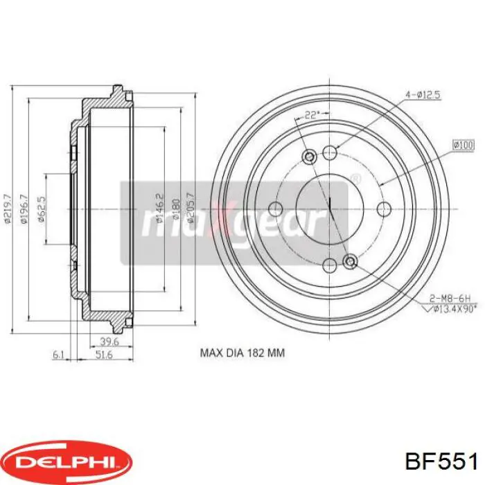 Тормозной барабан BF551 Delphi