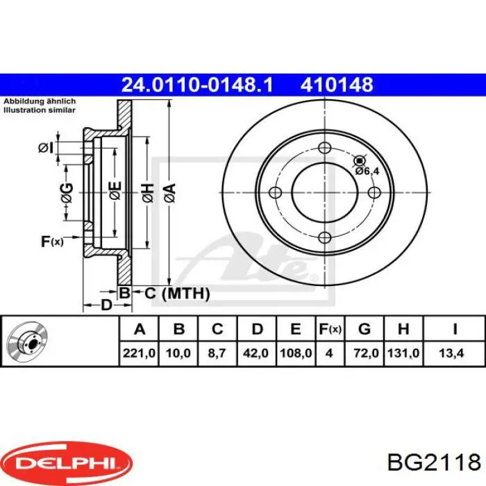 BG2118 Delphi диск тормозной передний