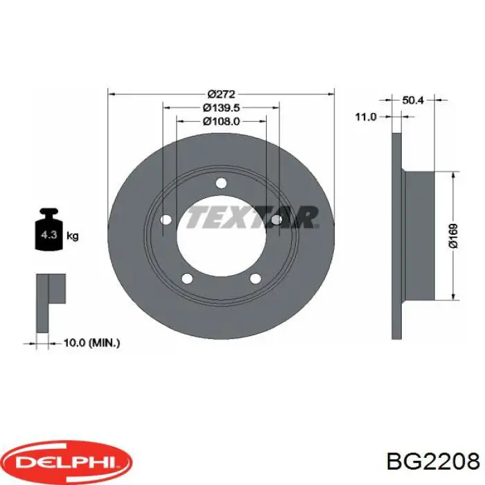 BG2208 Delphi диск тормозной передний