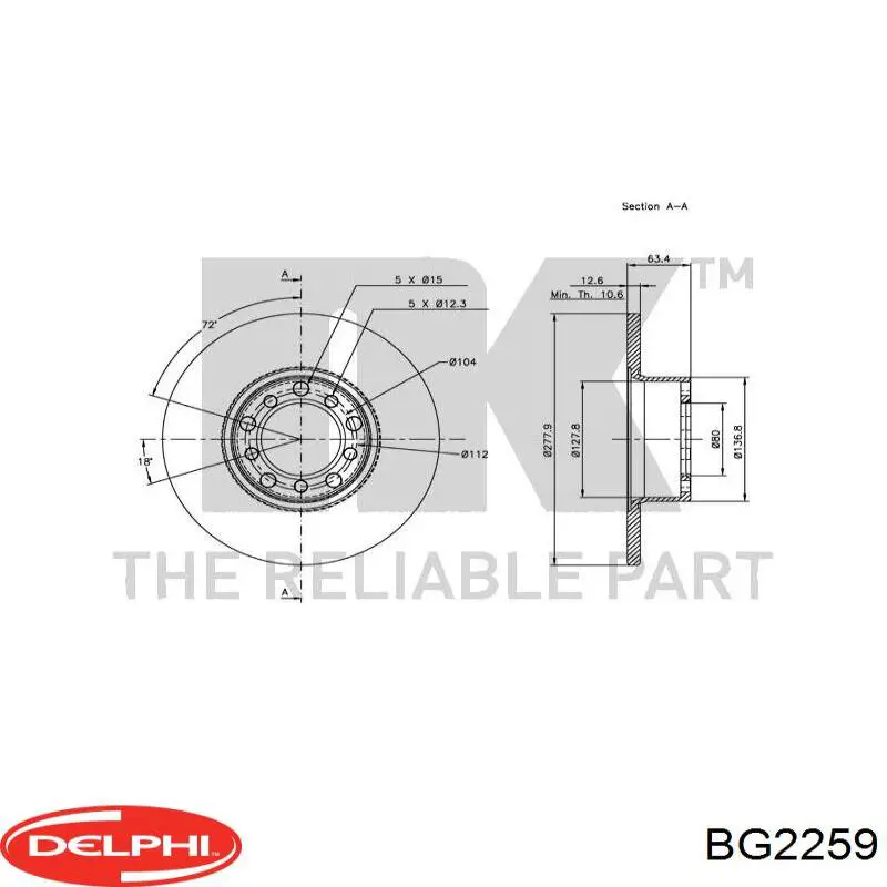 Передние тормозные диски BG2259 Delphi