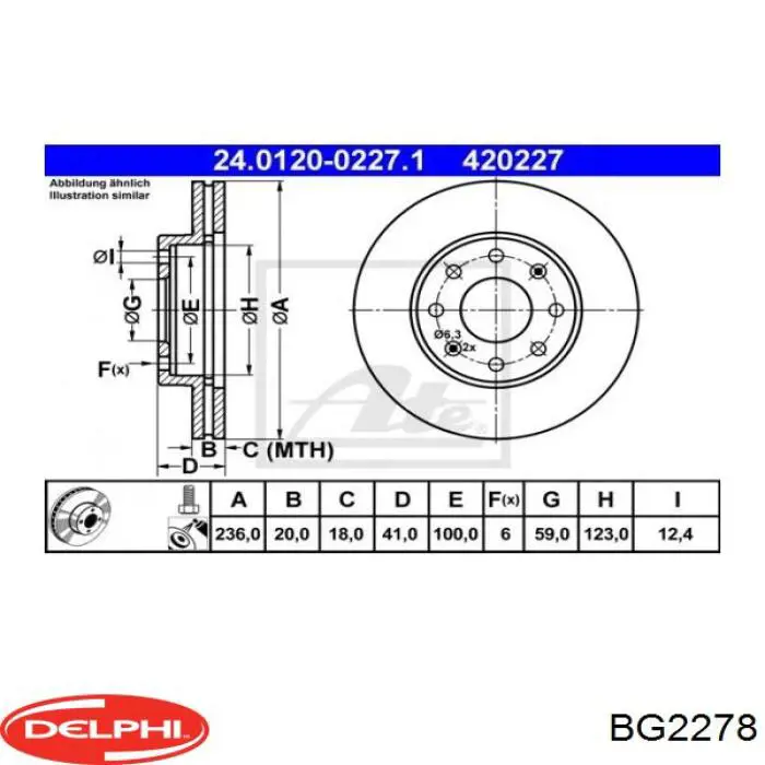 Передний тормозной диск Delphi BG2278