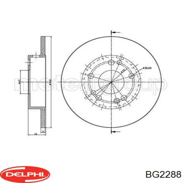 Передний тормозной диск Delphi BG2288