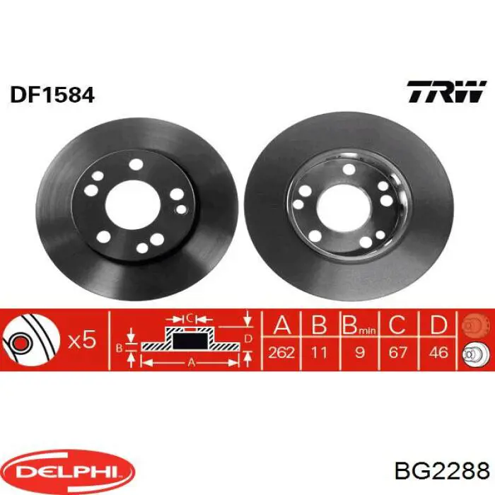 Тормоз дисковый передний Delphi BG2288 цена, от 25.37 USD