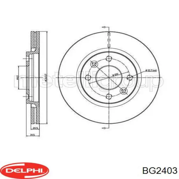 BG2403 Delphi диск тормозной передний