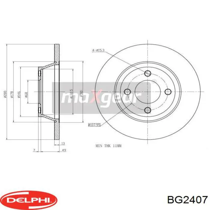 Диск гальмівний передній BG2407 Delphi