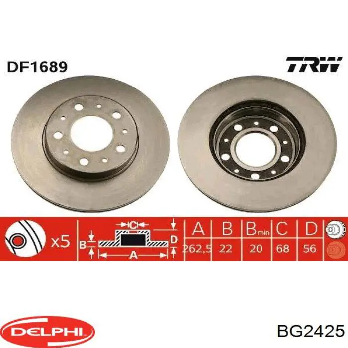 BG2425 Delphi диск тормозной передний