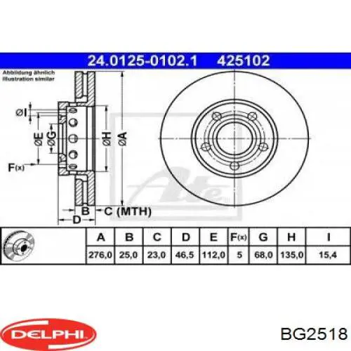 Тормоз дисковый передний Delphi BG2518 цена, от 33.92 USD