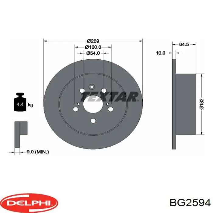 Задний тормозной диск Delphi BG2594 цена, от 31.07 USD