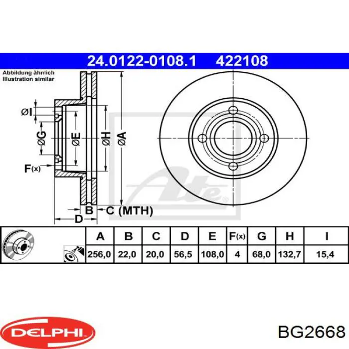 Передние тормозные диски BG2668 Delphi