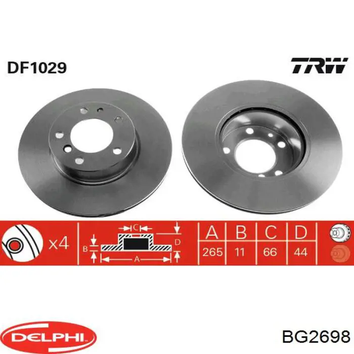 Задний тормозной диск Delphi BG2698 цена, от 27.11 USD