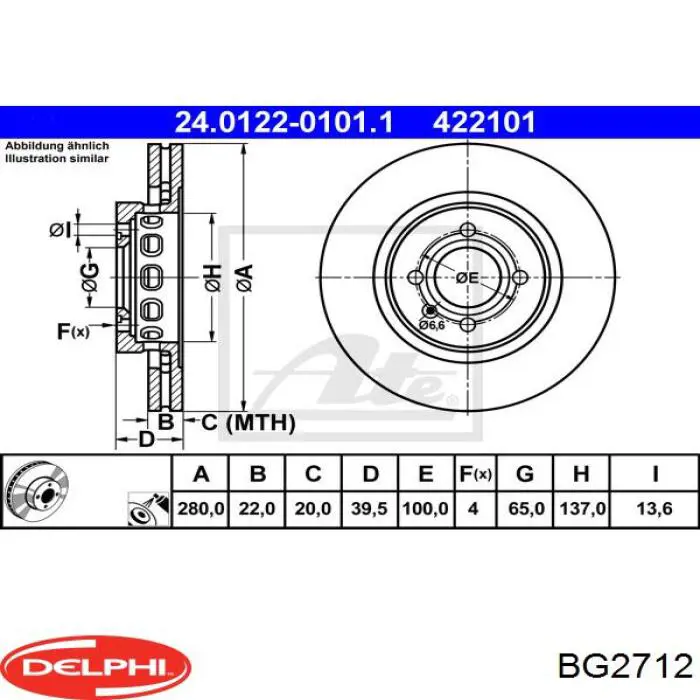 BG2712 Delphi Диск тормозной передний