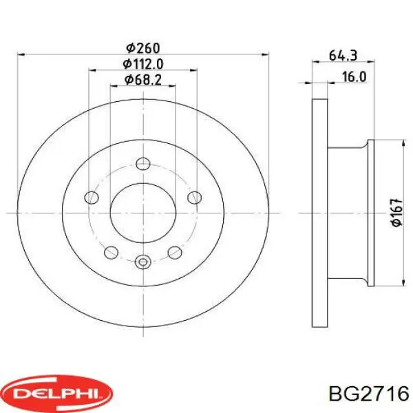Тормоз дисковый передний Delphi BG2716 цена, от 32.30 USD