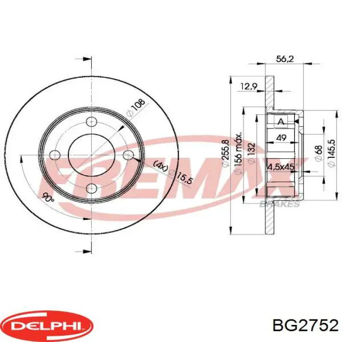 Тормоз дисковый передний Delphi BG2752 цена, от 65.79 USD