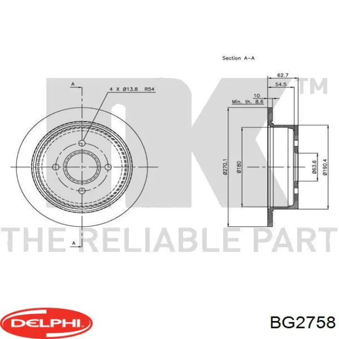 Задний тормозной диск Delphi BG2758 цена, от 68.29 USD