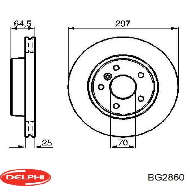 Передние тормозные диски BG2860 Delphi