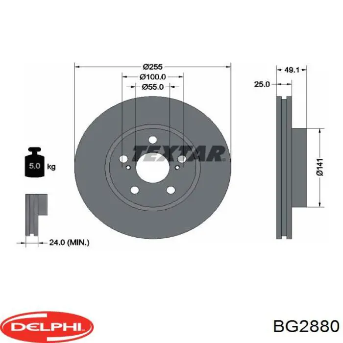 BG2880 Delphi диск тормозной передний